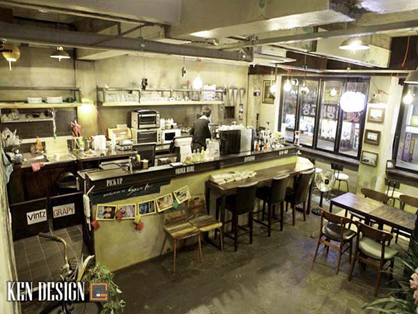 thiết kế nội thất quán cafe phong cách vintage